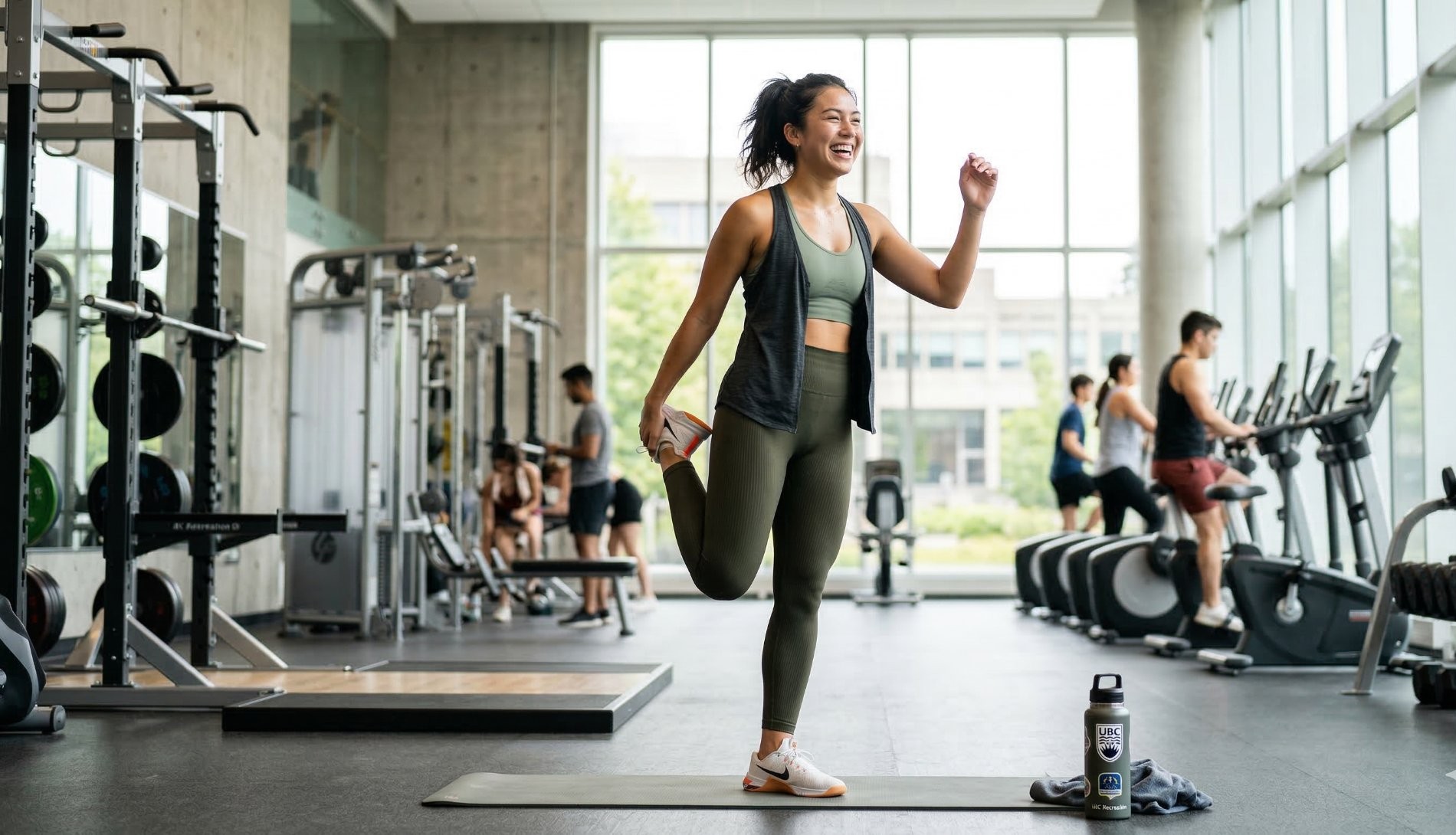 Estudiant al gimnàs inclòs