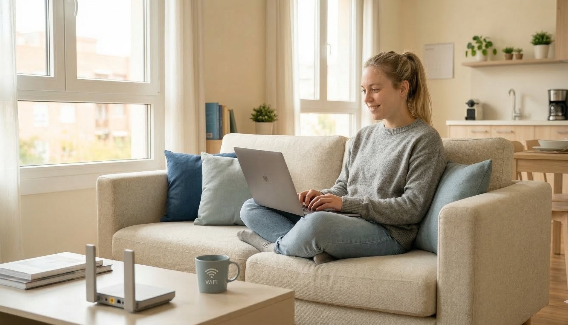 Estudiant treballant sense preocupacions